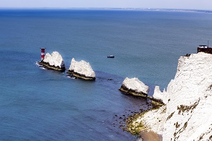 The Needles, Isle of Wight, is located on the west coast of Isle of Wight and is a very popular destination for day trippers. An old fort is nearby, as is the previously top secret british rocket development site. Rockets were tested at this site, but on the ground only. One rocket was transferred to Australia from where it put Britains one and only satellite into orbit.